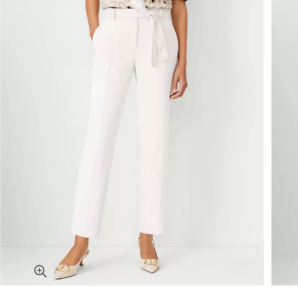Ann Taylor Tie Waist Ankle Pants, Petite Size 0, In Winter White